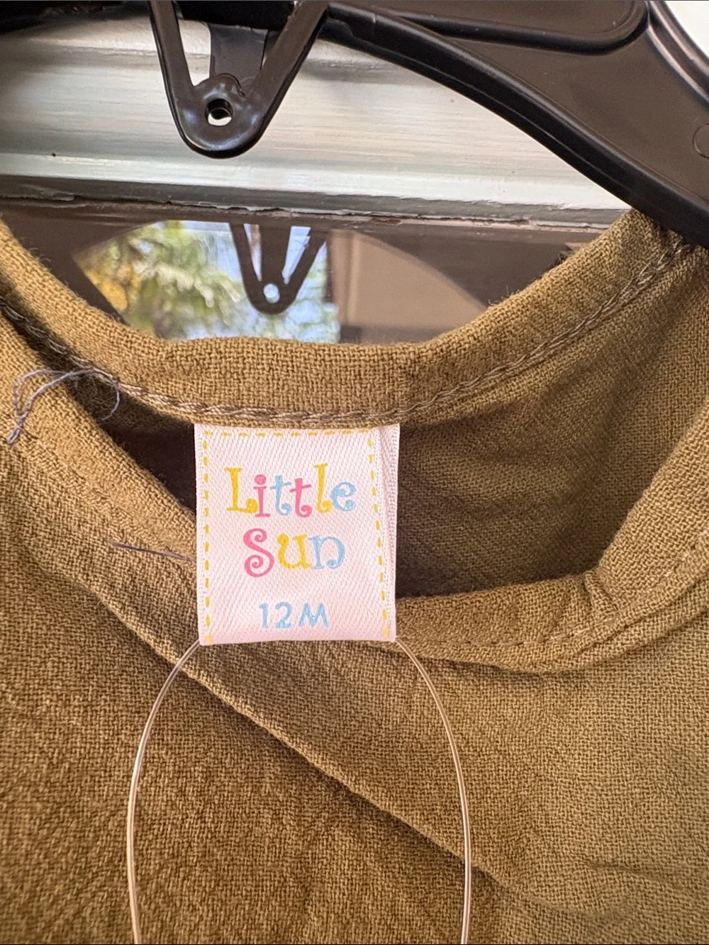 Toddler Olive One-Piece Bodysuit Dress with Snap Closures